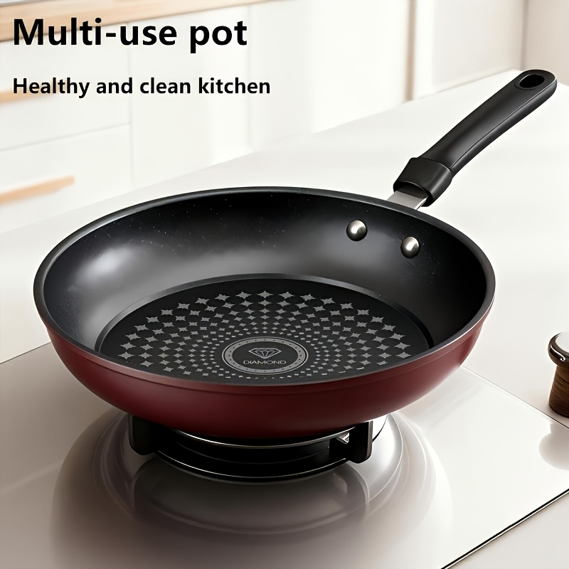 TEMU Frying Pan Diamond Frying Pan Low Oil Smoke Household Baby Food Pan Multifunctional Frying Pan Outdoor Camping Pan Party Cookware Universal For