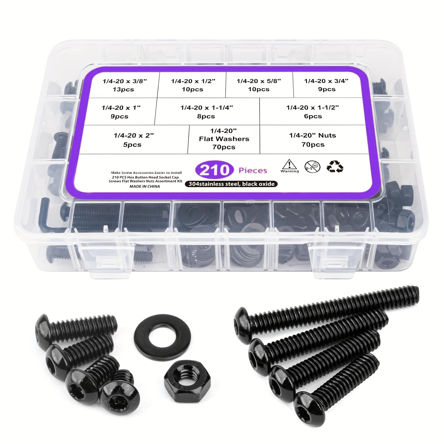 Lot De 10 Vis Tête Creuse 1/4-20 X 2 Pouces – Acier Inox 304, Filet Complet – Uxcell