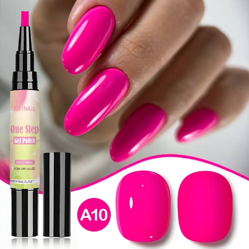 Image of Fluorescent Color Pen--step Gel Nail Polish, Includes Base Coat + And Colored Gel, Pen Design/led Curing Nail Polish, Quick Manicure Pen Set For Beginners, Suitable For And Home Nail Care
