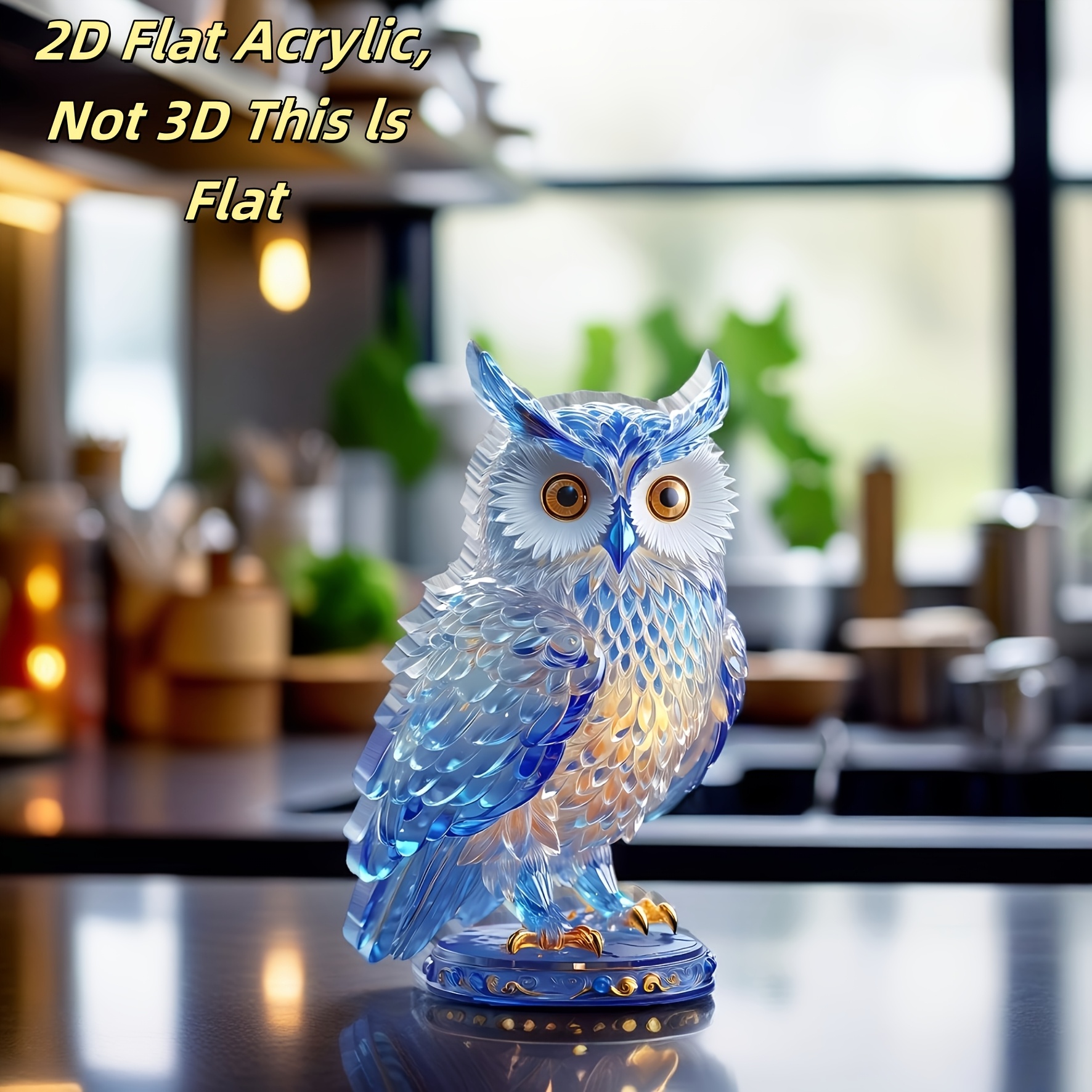 

2d Flat Owl Statue - Transparent Acrylic Desktop Decoration, Artistic Cartoon Statue, Suitable For Home And Office, Ideal Holiday Gift