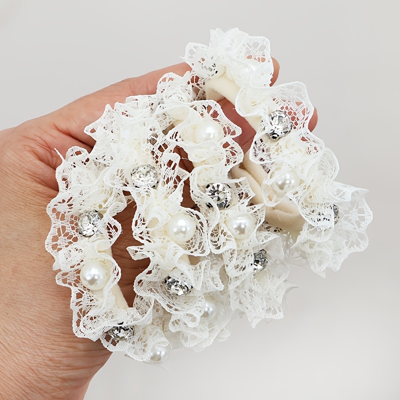 TEMU 4 Elastici per Capelli Ultra-Eleganti con Bordo in Pizzo, Fascie per Capelli ad Elasticit� e Durevoli, Elastici Semplici i il Pendolarismo,