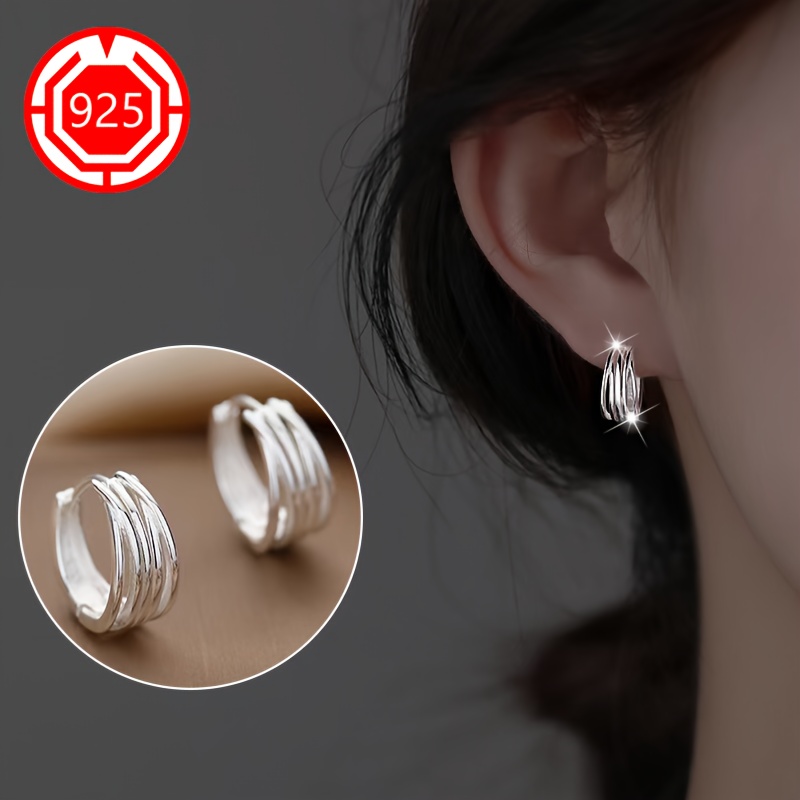 

Pair Of Chic 925 Sterling Silvery Hypoallergenic Stud Earrings For Women - Design With Cubic Zirconia, Perfect Gift For Couples & , Ideal For Weddings, Parties, Vacations