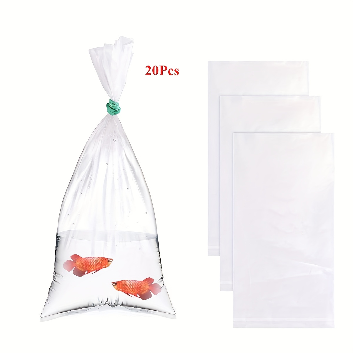 TEMU 20pcs Sacs de Transport de Poisson Transparents en Plastique Anti-Fuite, Adaptés à Marine et aux Plantes. Sacs en Polyéthylène Transparent
