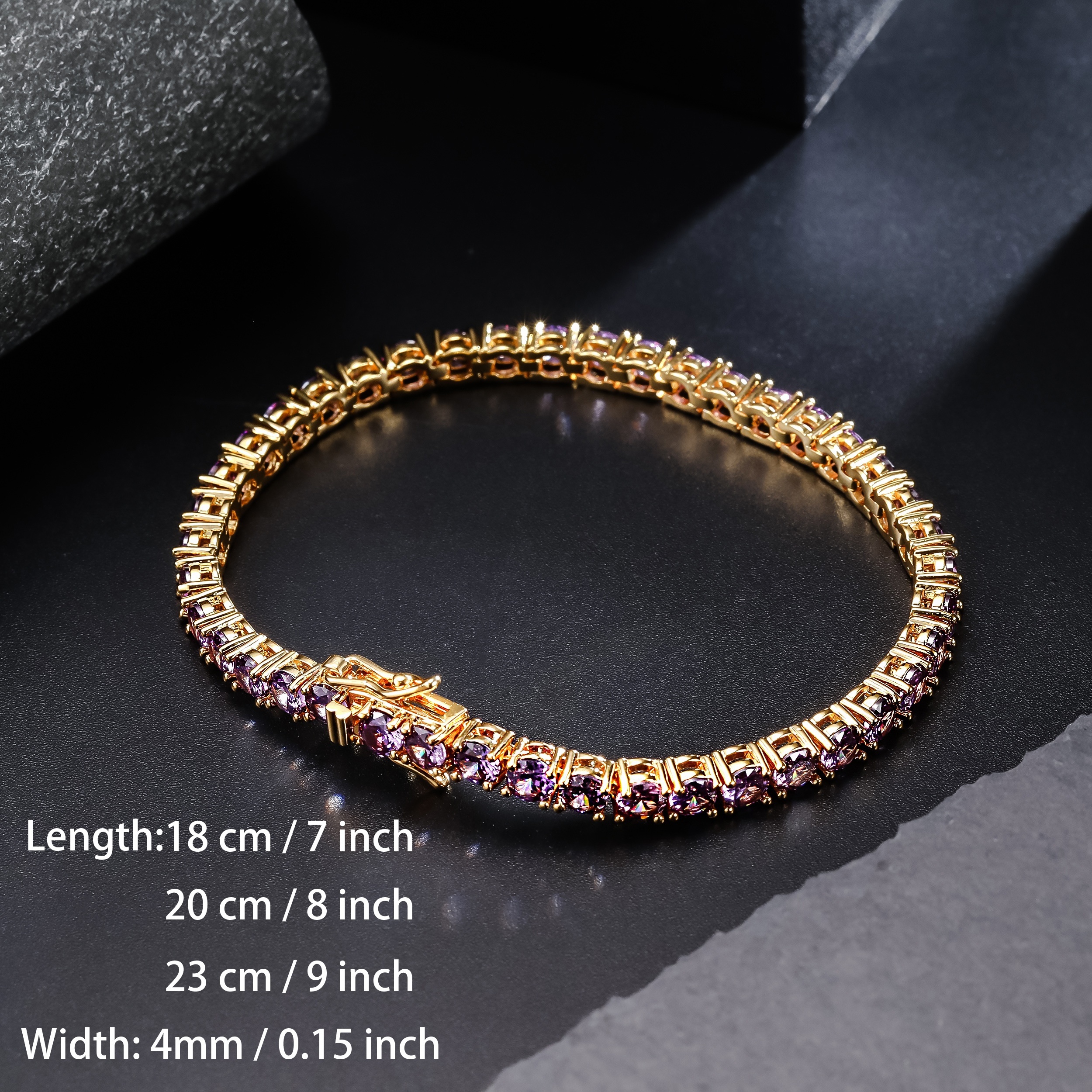 4MM Purple Cubic Zirconia CZ Tennis Chain Necklace