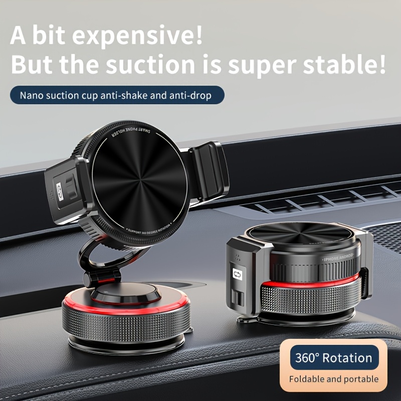 TEMU Echon Vacuum Suction Cup Car Phone Mount Magnetic Clamping 2-in-1 360 Degree Rotation -axis Adjustment Foldable Metal Multifunctional Dashboard