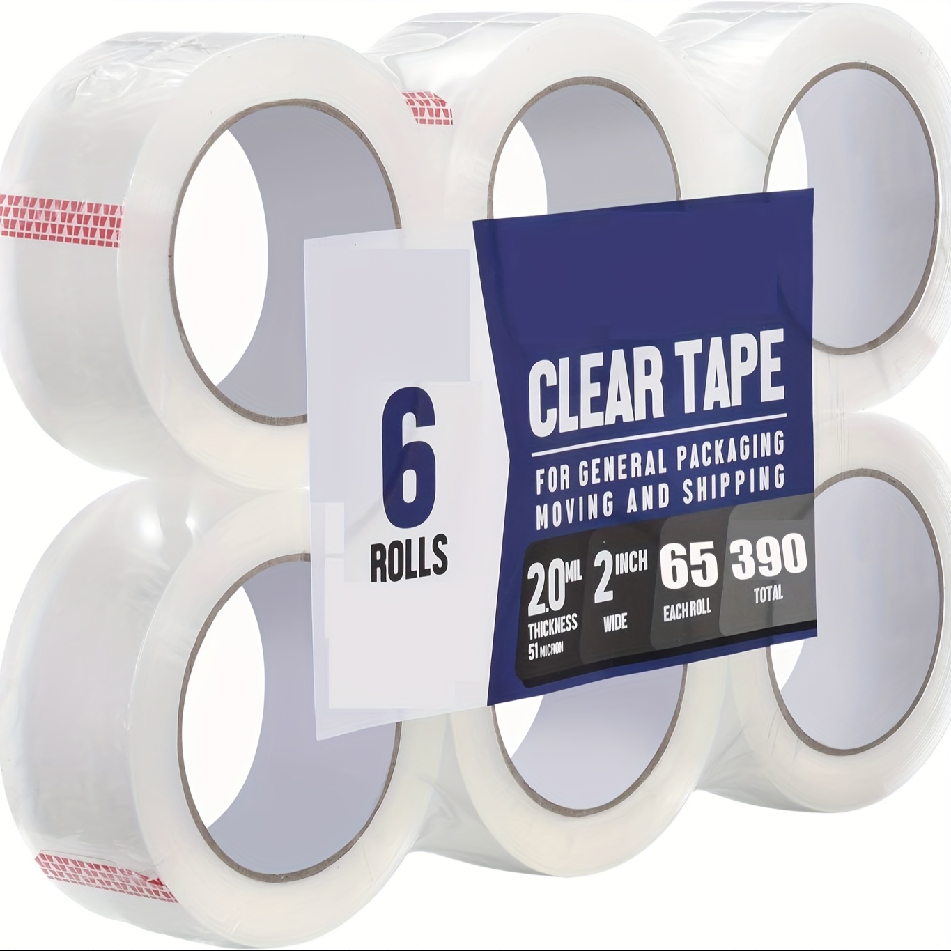 TEMU Heavy Duty Packing Tape 6 Rolls, Total 360y, Clear, 2.7 Mil, 1.78 Inch X 65 Yards, , Refill For Packaging And Shipping