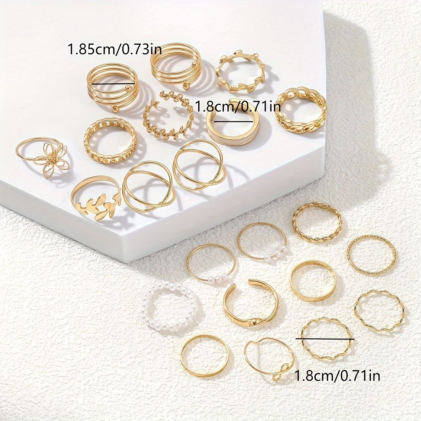 22pc Geometric Irregular Open Stackable Ring Set for Women