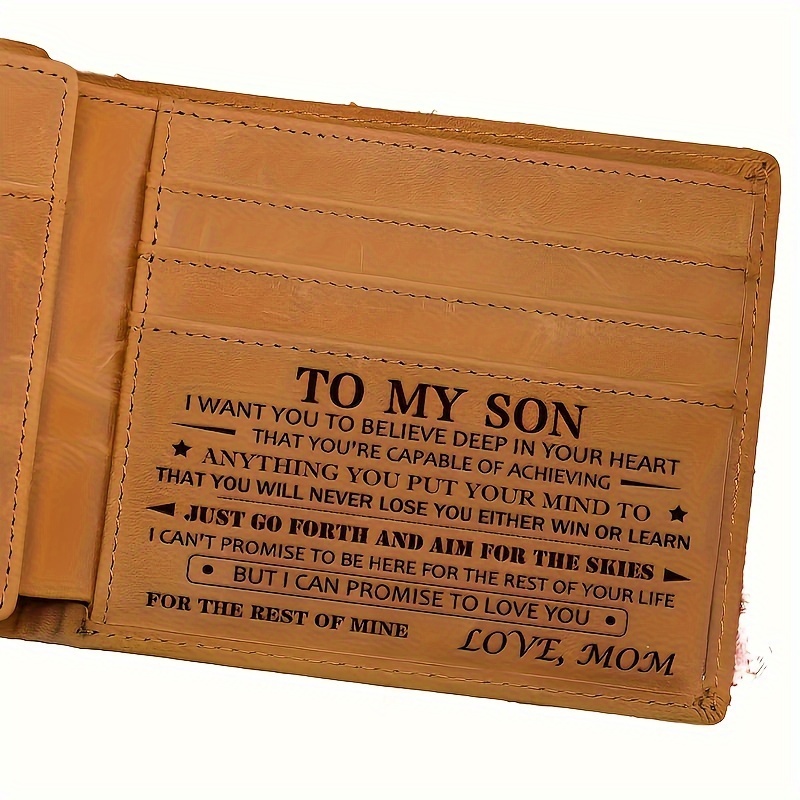 TEMU Mom To Son Wallet-engraved Wallet For Son-wallet For Son From Mom-leather Wallet-mens Wallet-christmas Gift-gift For Son