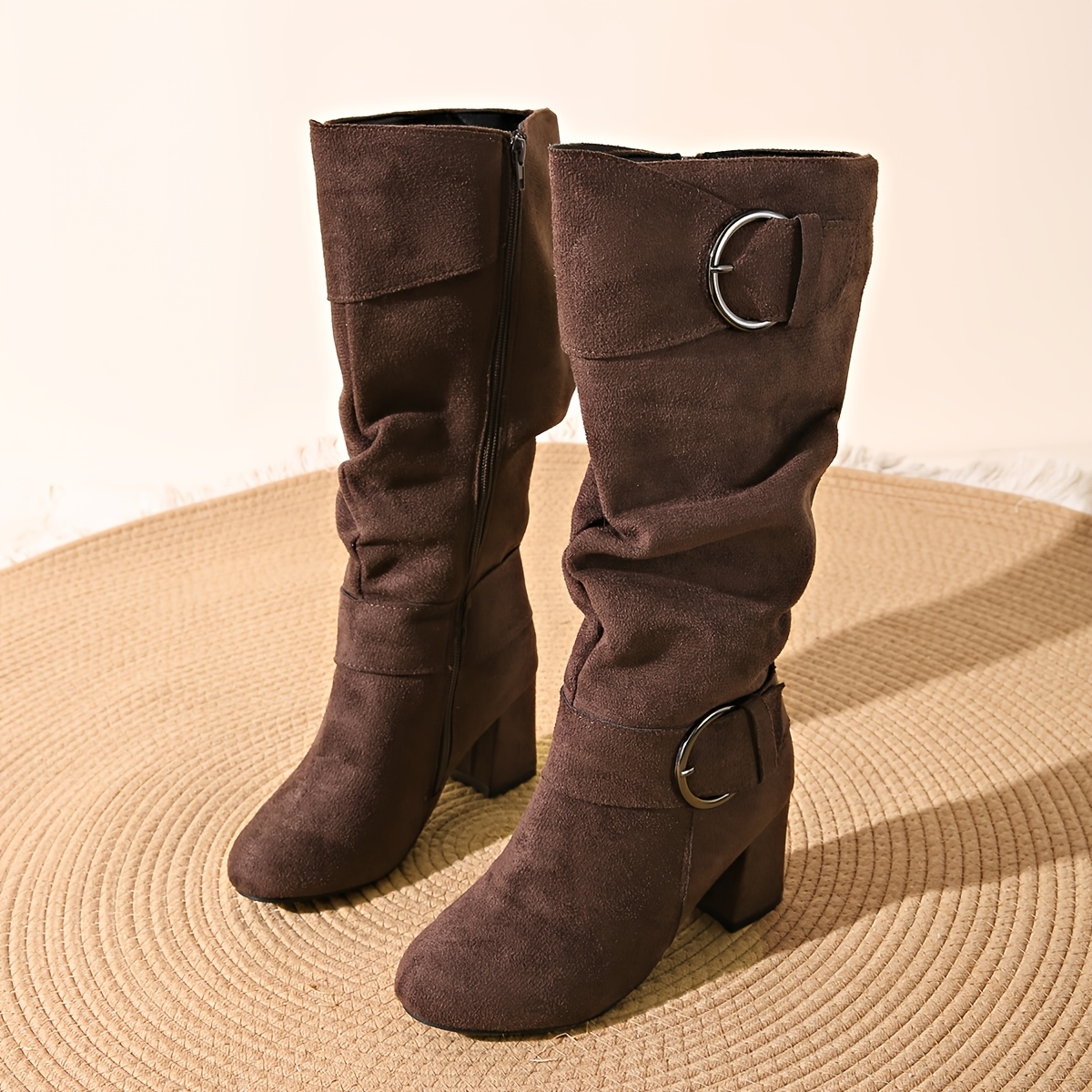 TEMU Women's Thickened Wide Toe Boots, Autumn Winter Casual Party Date Wear Versatile Long Boots