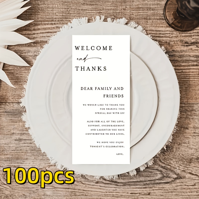 TEMU 50/100 Modern Minimalist Style Welcome And Thank You Cards - Simple Wedding Theme Cards For Guests, Perfect First Anniversary Gift, Thank You