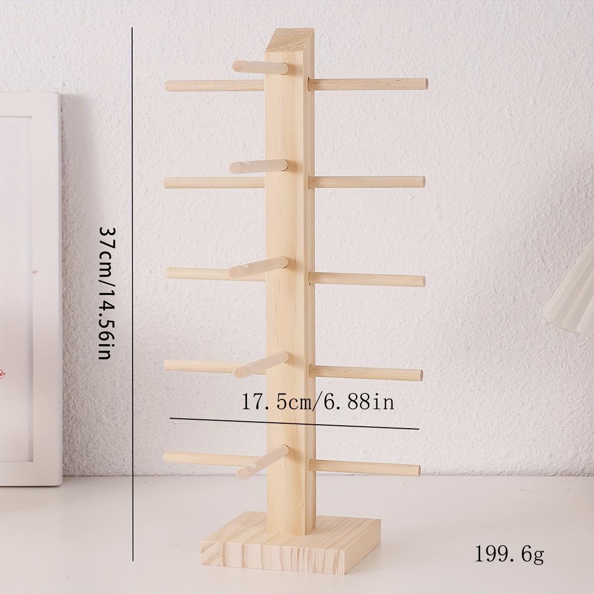 E-shop Robuster Naturholz-Brillenständer – Mehrstufige Brillenorganizer mit horizontalen Fächern, platzsparend für Optikgeschäft, Zuhause oder Büro –