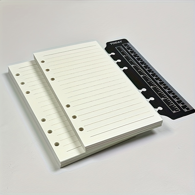 E-shop 2er-Packung mit gefülltem Nachfüllpapier, persönlich A6 (95 x 171 mm), 6 Locher mit Lineal-Unterlage, 90 Blatt/180 Seiten, 100 GSM Dicke Papier,