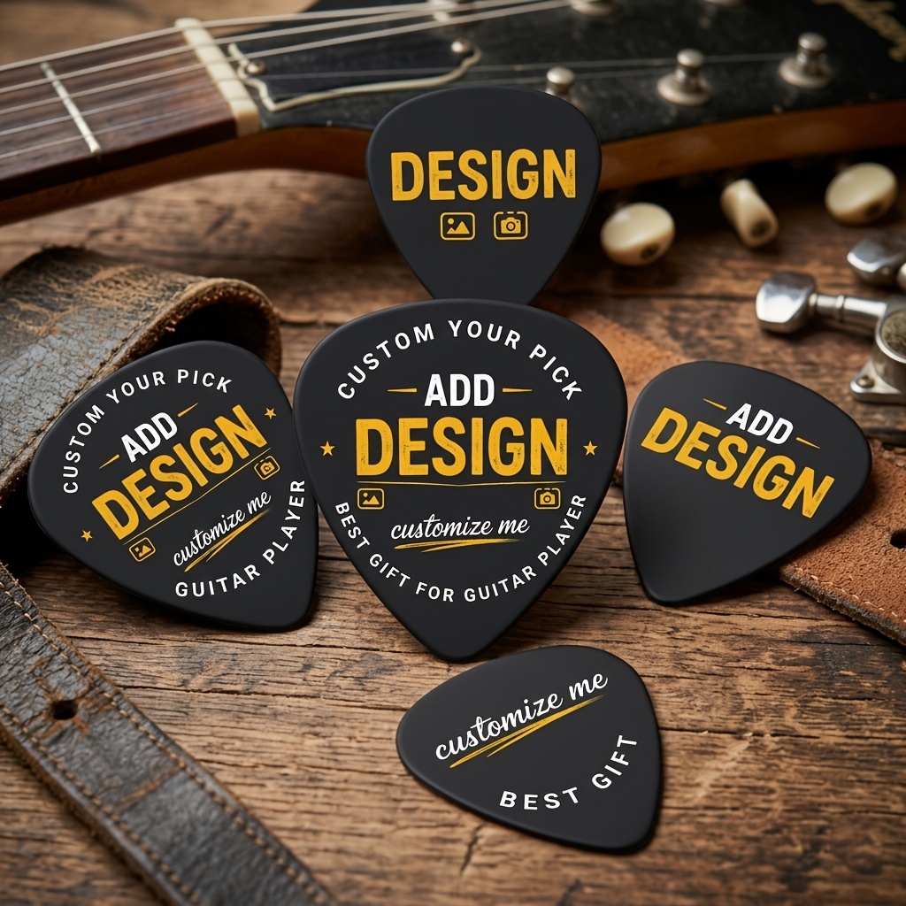 TEMU 108pcs Custom Guitar Picks With Storage Box, Personalized Picture Name Plectrums Assorted Gauges For Acoustic Electric Guitar, Single-sided