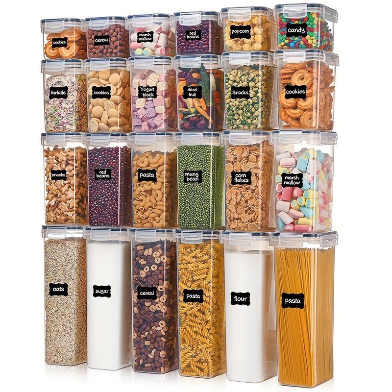 

Airtight Food Storage Containers With Lids, 24 Pcs Plastic Kitchen And Pantry Organization Canisters For Cereal, Dry Food, Flour And Sugar, Bpa Free, Includes 24 Labels