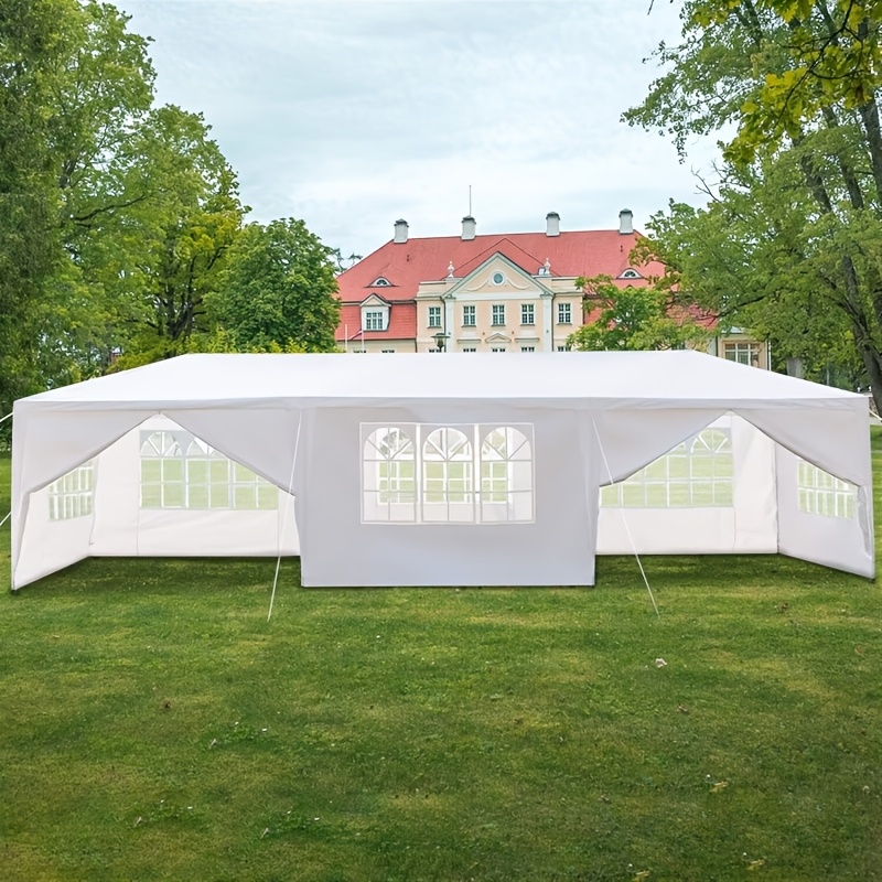 TEMU Choice Heavy-duty 10x30ft Outdoor Party Tent With Removable And - High- Awning With Stake Ropes For Easy Setup, Large Capacity Wedding, Bbq,