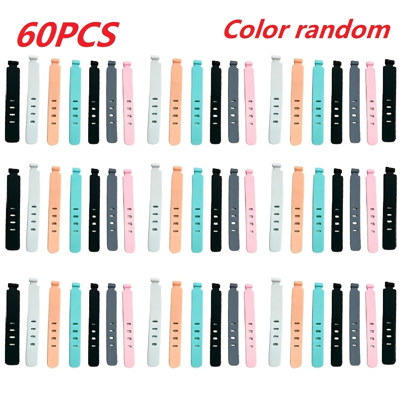 TEMU 60pcs Random Color Reusable Silicone Cable Ties - Cable Ties Cord Organizers For Headphones, Usb And Electronics, Durable Assorted Colors, Cord
