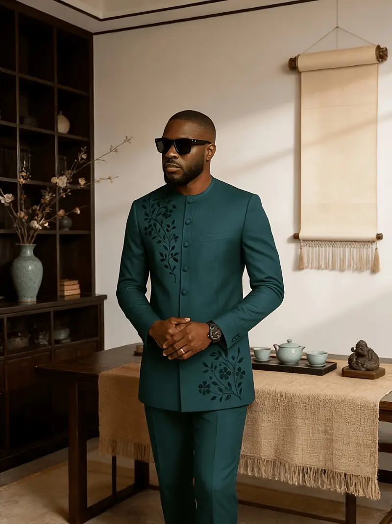 men's outfit to match green dress Emerald Green Three-Piece Formal Suit For Men