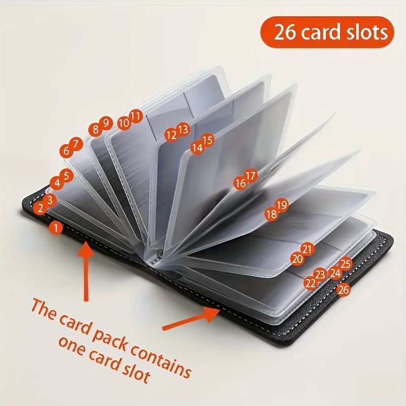 1pc Synthetic Synthetic Leather Card Holder, Simple Snap Card Holder with 26 Card Slots, Ultra-Thin Snap Credit Card Wallet
