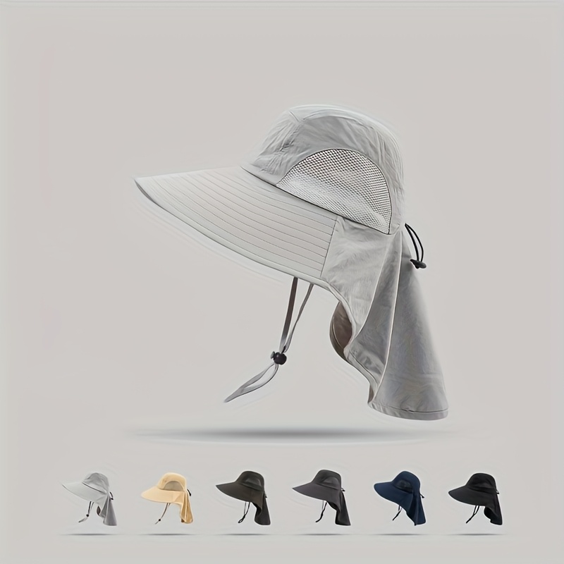 unisex fashion multi functional wide brim sun hat breathable mesh adjustable cap 6 colors   outdoor vacation travel casual hat