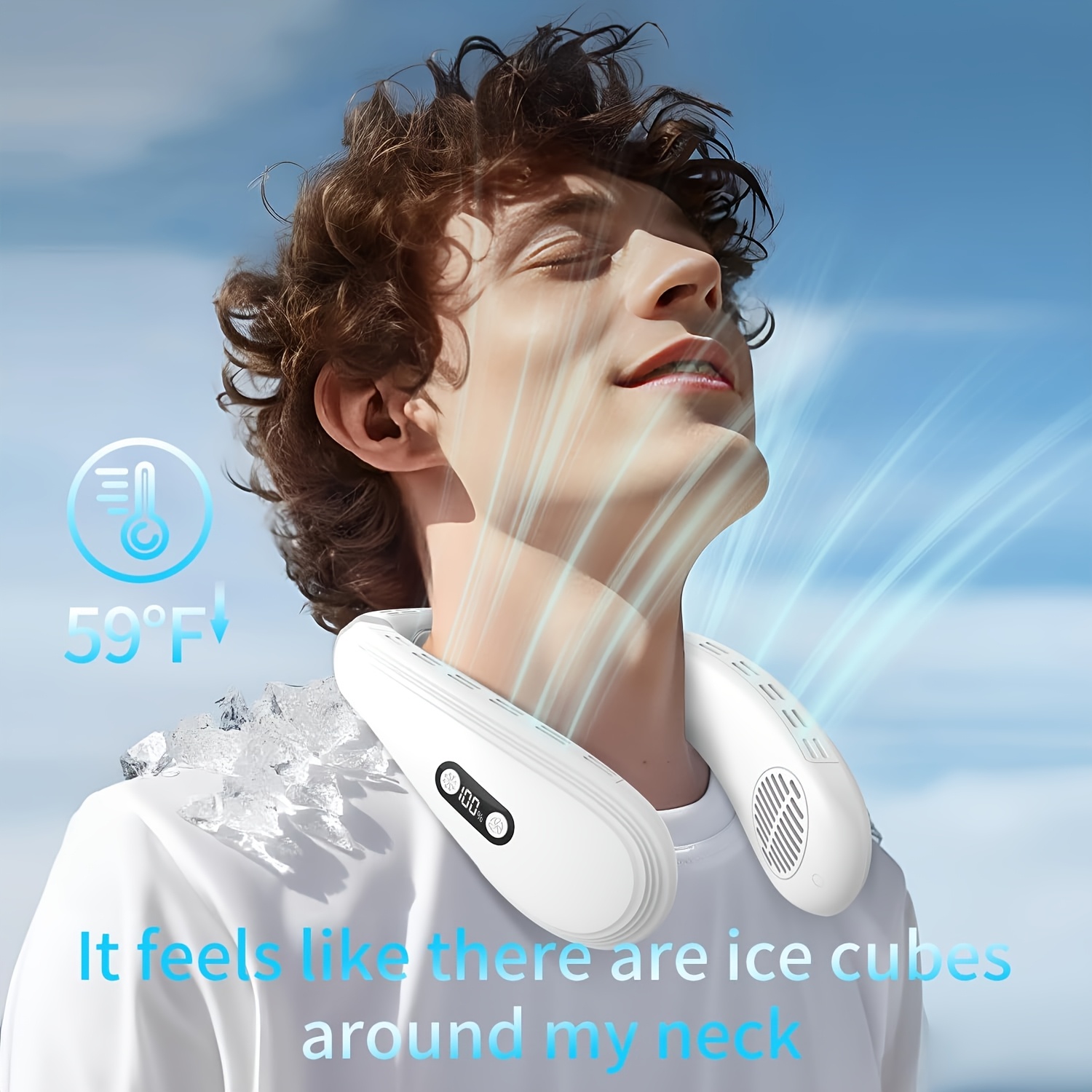 Portable Bladeless Neck Fan with a Cooling Plate, Providing a Refreshing Breeze. Ideal for Outdoor Activities, Travel, And Camping, This Quiet, Rechargeable Air Conditioner Is a Must-Have for Both Men And Women