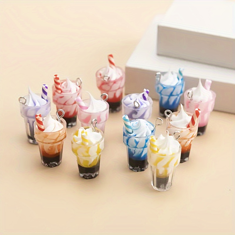 

12pcs Cute Cartoon Ice Cream Resin Charms Set - Making Kit For Pendants, Necklaces & Earrings - Handmade Accessories,