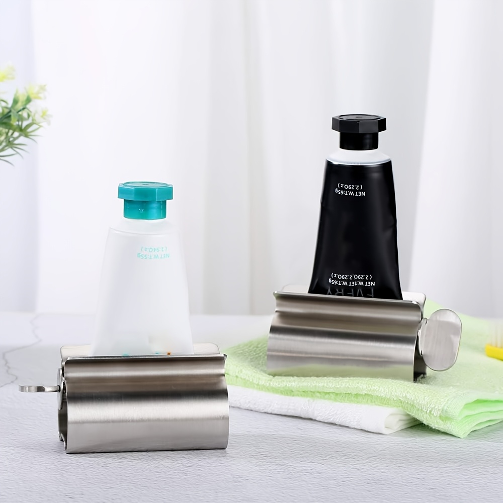 TEMU 2pcs Toothpaste Squeezer - Metal Tube Squeezer Toothpaste Seat Holder Stand