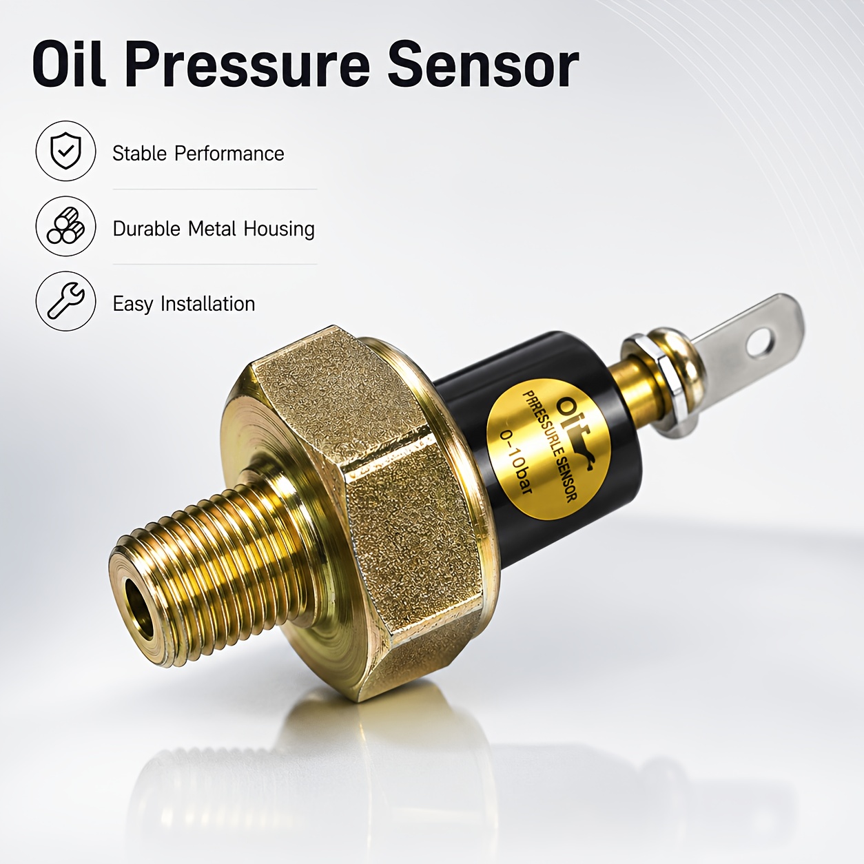 TEMU Oil Pressure Sensor Switch, Heavy Duty Metal Engine Pressure Sender With Brass Thread, Automotive Replacement Part For Cars And Trucks