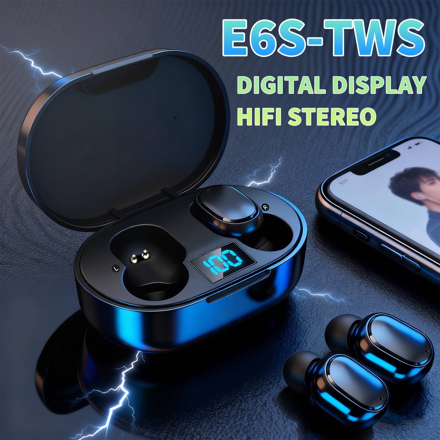 E6s Wireless Headphones, Display Supports High-definition Calls, Anti-touch Control, Compact And Portable Design, Hifi , Note Is Delicate And Full