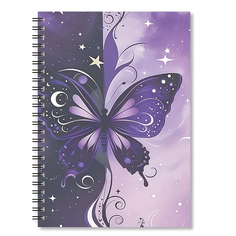 item picture 2d flat 1pc luxury spiral bound notebook starry sky   50 pages english language suitable for   use and holiday gifts gift idea starry sky theme durable spiral binding   decoration image 02 lined notebook