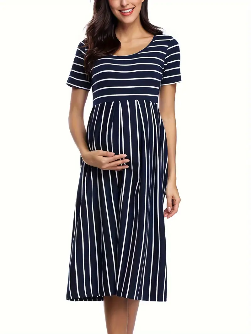 womens casual striped maternity dress short 3 4 sleeve knee - Temu womens casual striped maternity dress short 3 4 sleeve knee - Temu