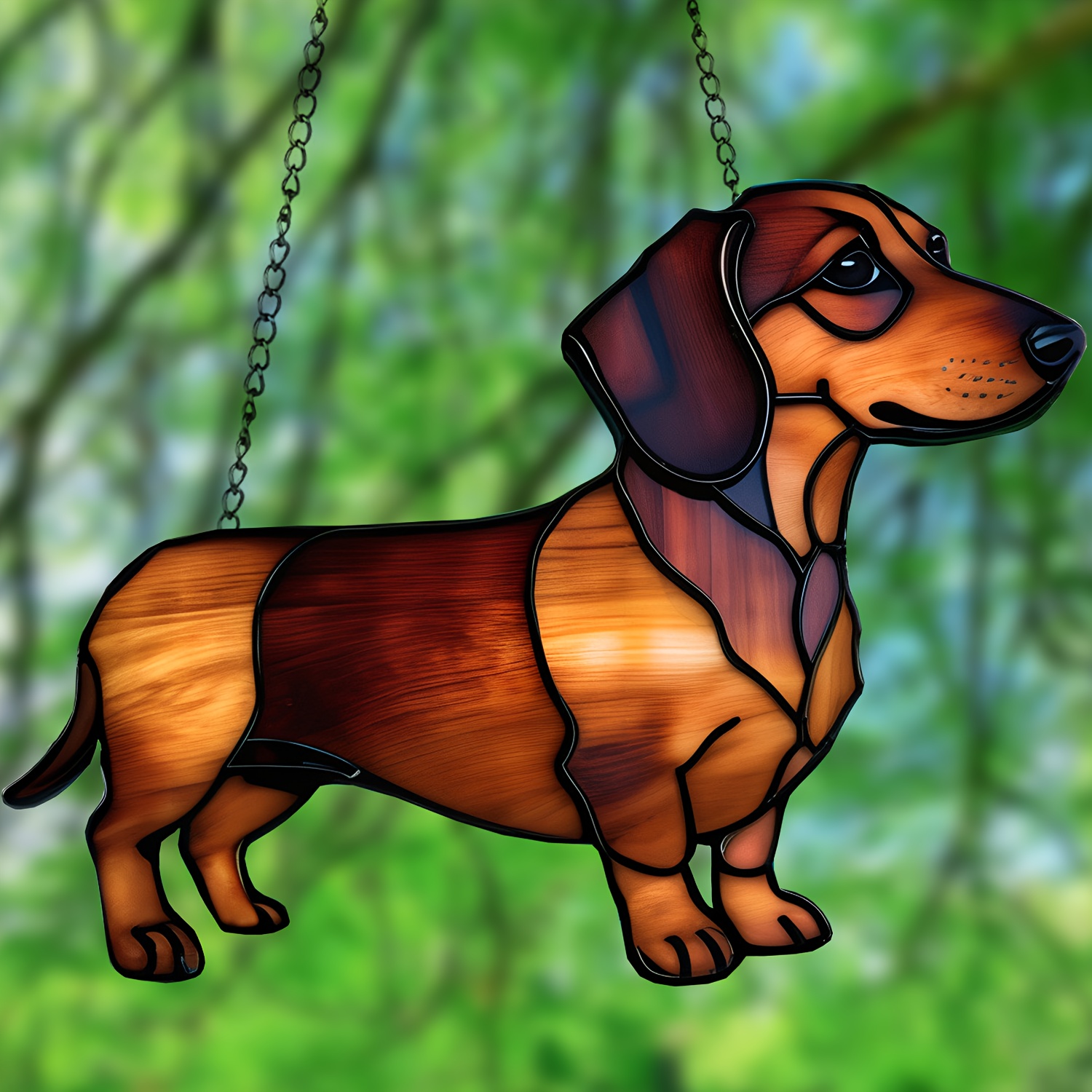 

2d Flat Dachshund Acrylic Suncatcher Hanging Ornament - Animal Theme Decorative Pendant For Home & Garden, Suitable For All , Ideal Gift For