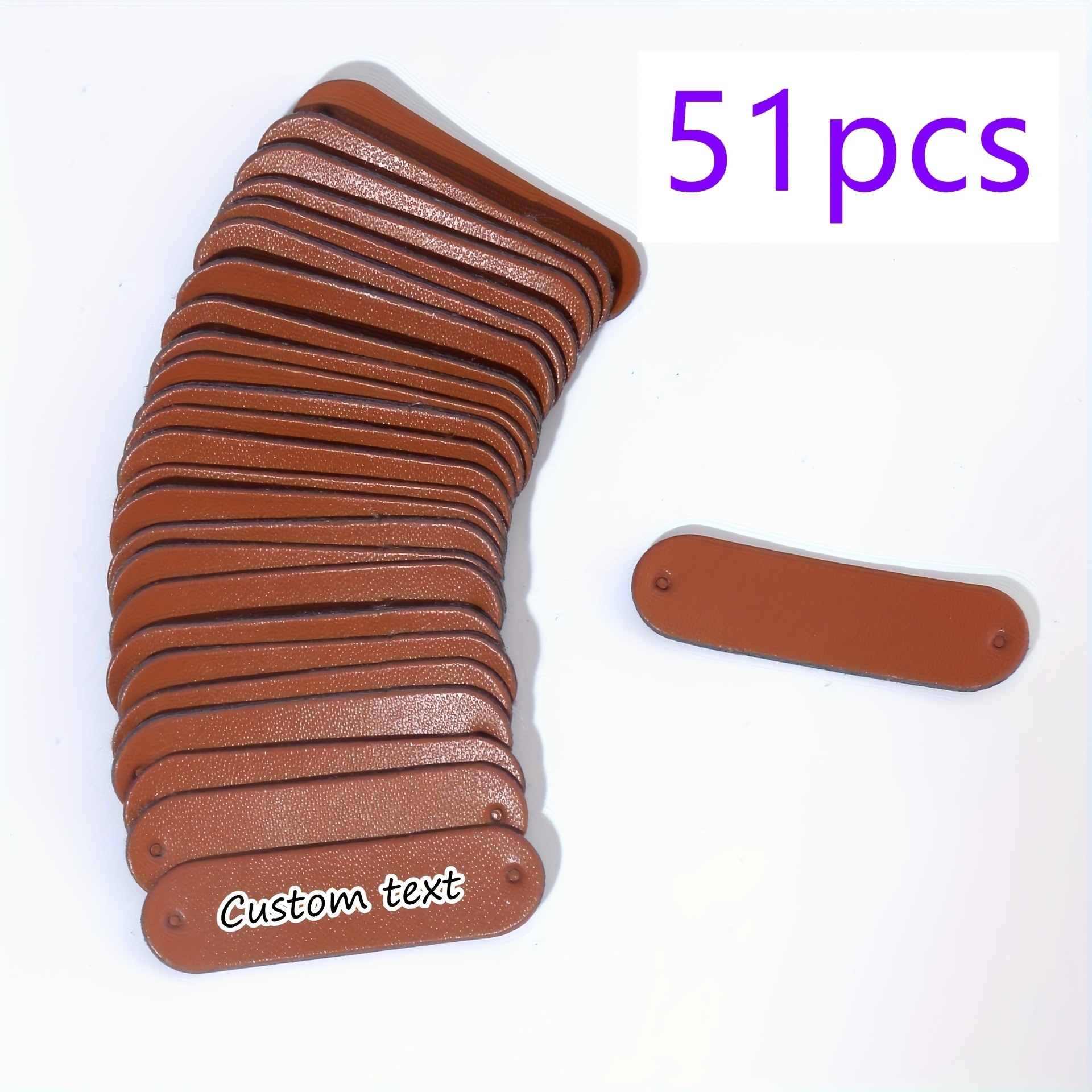 TEMU 51 Etiquetas de Cuero Sintético Personalizables - Etiquetas Personalizadas con Dos Agujeros para Ropa DIY, Regalos y Empaquetado - Diseño y
