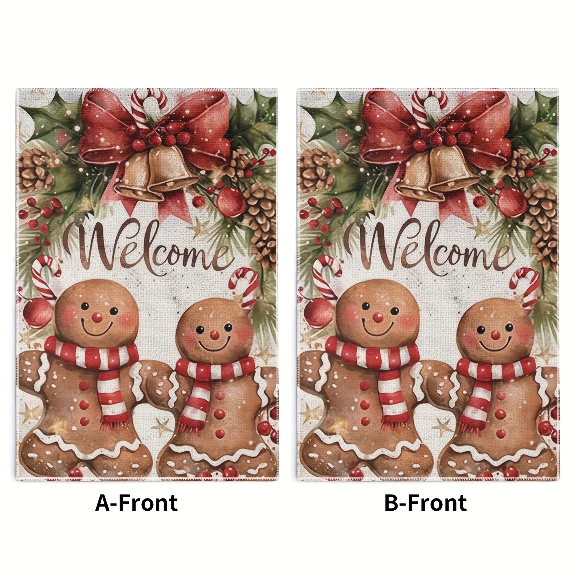 TEMU 2pcs Christmas Gingerbread Man Kitchen Towels - 16x24 Inch Polyester Fingertip Towels, Modern Cartoon Oblong Towels For Home Decor And Cleaning, Woven , Theme, Machine Washable