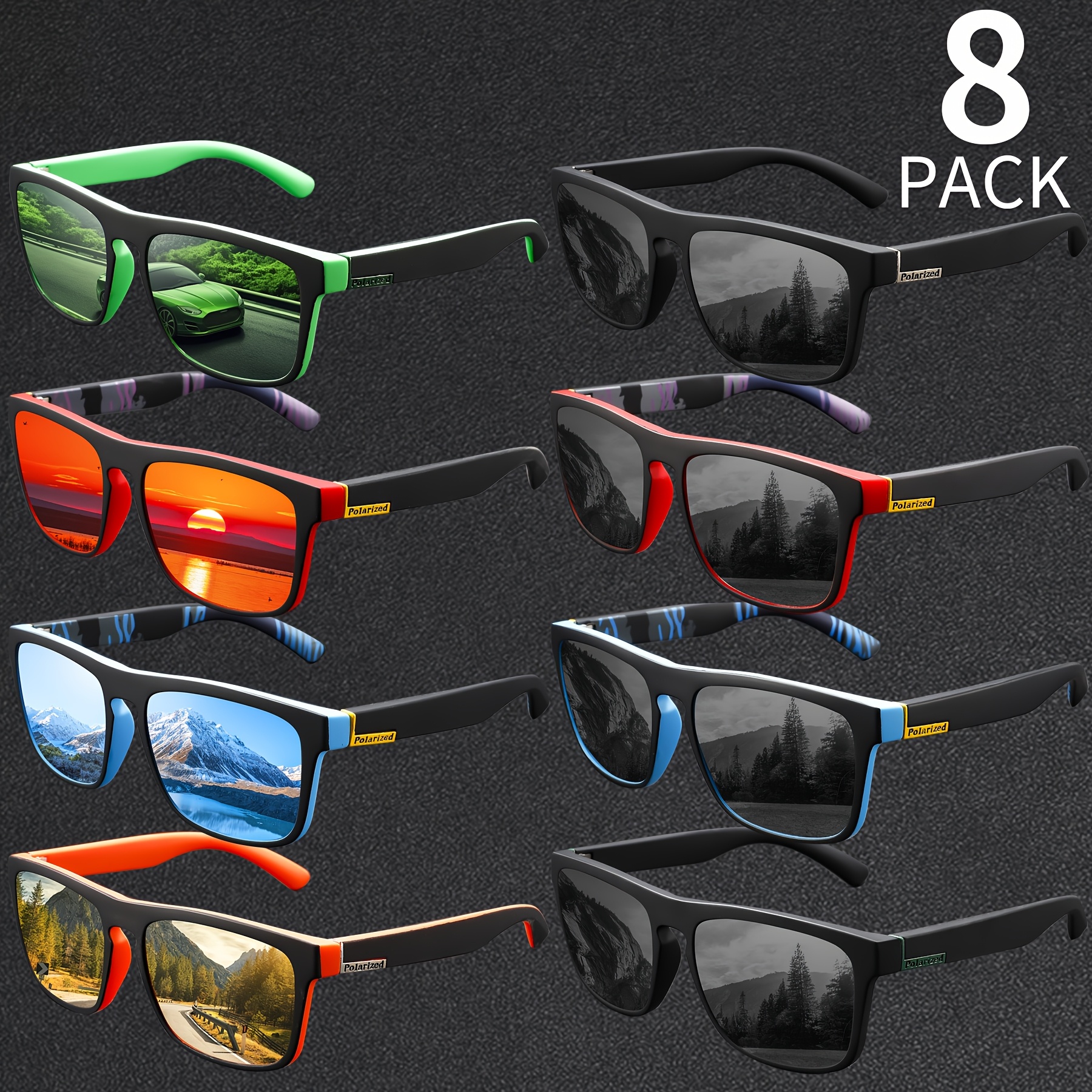 

8pcs Men's Polarized Sports Fashion Glasses - Vibrant Outdoor Cycling Eyewear, Ideal For Parties, , , Travel & , , , With Scenic Lenses, Cycling Accessories