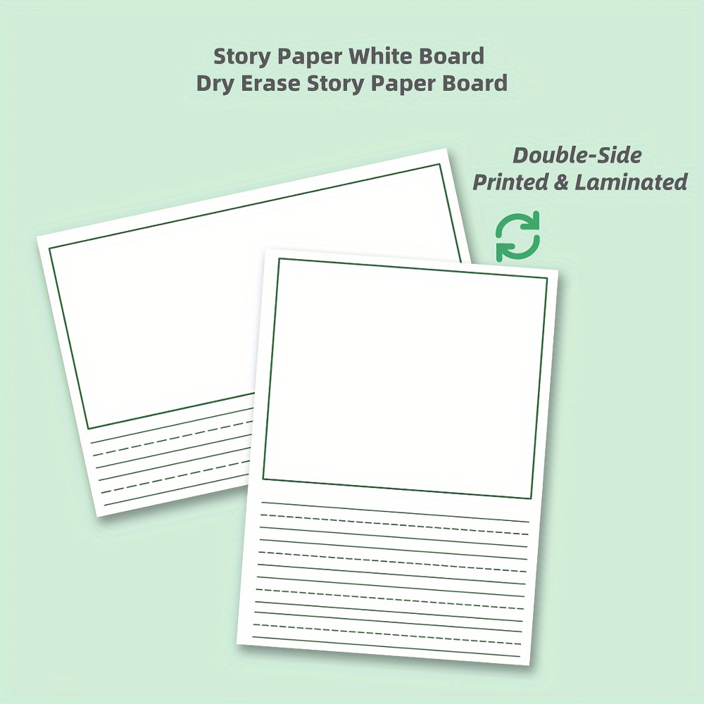 

Story Paper White Board A Draw And Write Journal Dry Erase Write And Wipe Board With Picture Space And Writing Lines Story Telling Whiteboard, 5 Pieces Per Set 9x12in