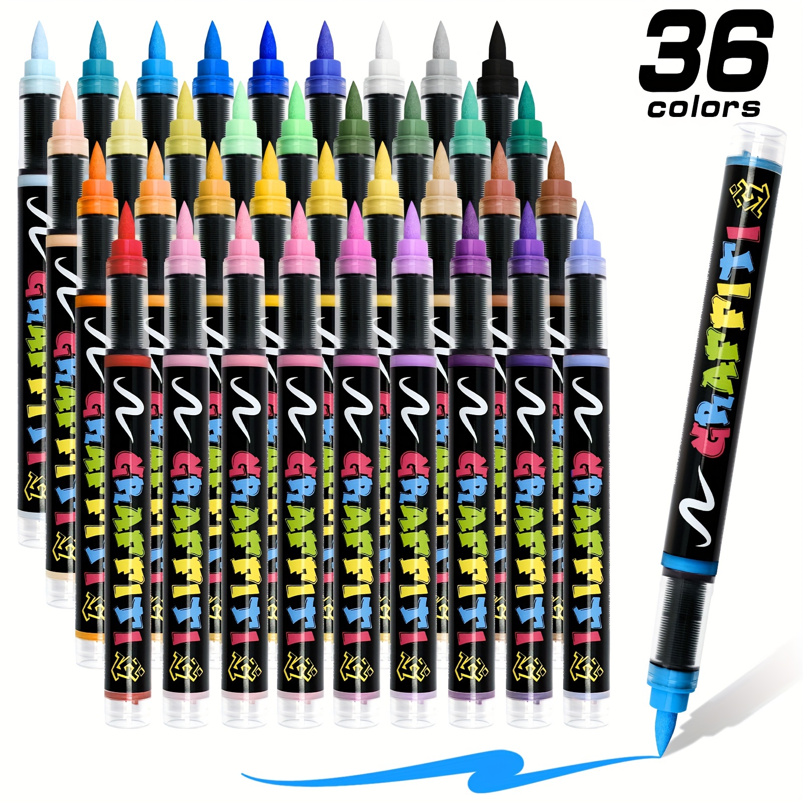 

36 Colors Creative Markers, Brush Tip Art Markers, Water-based Acrylic Markers, Paint Marker Set, Assorted Colors