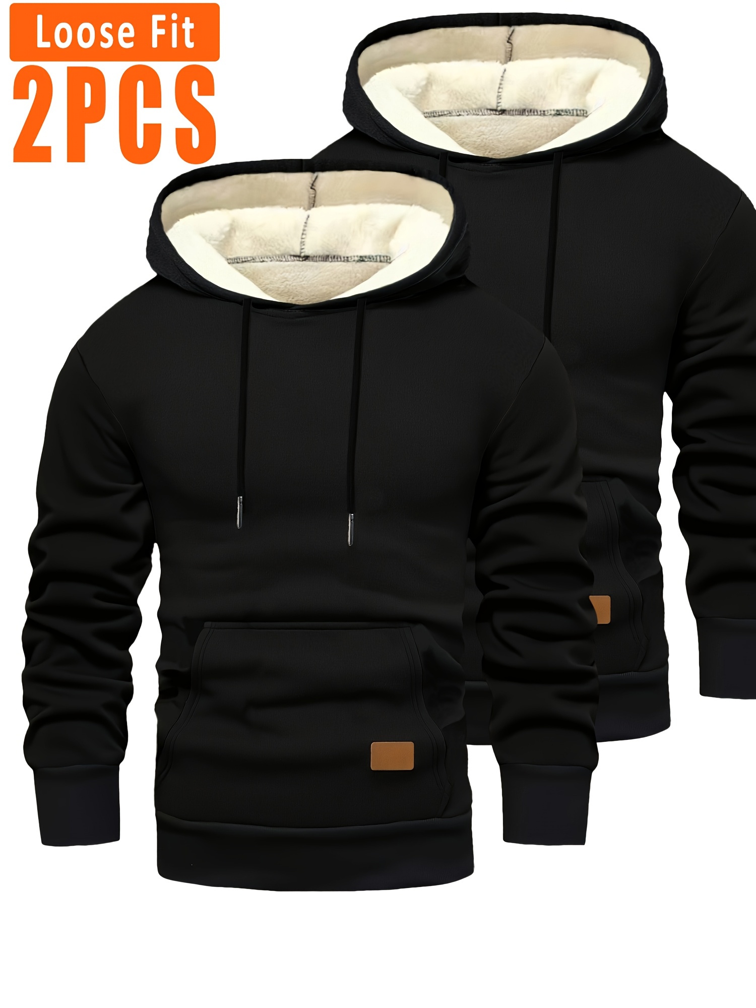 2 stuks Heren Fleece-gevoerde Hoodies - Dikke Winter Pullovers met Kangaroo Zak
