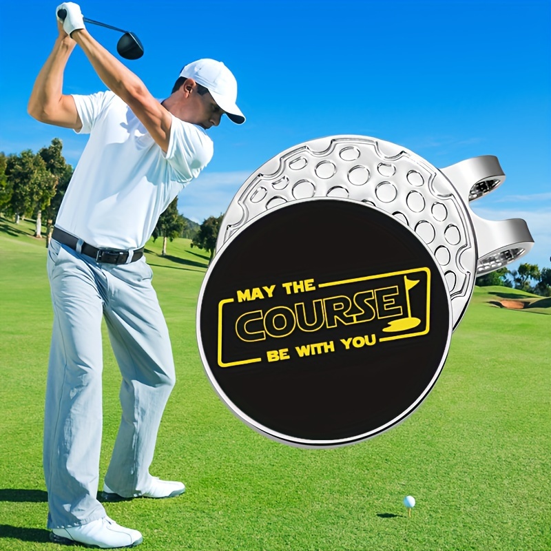 

1pc 'may The Course Be With You' Golf Ball Marker With Magnetic Hat Clip - Premium Iron, Soft Magnet Colors, High Quality Durable Design, Perfect Gift For Golf Enthusiasts