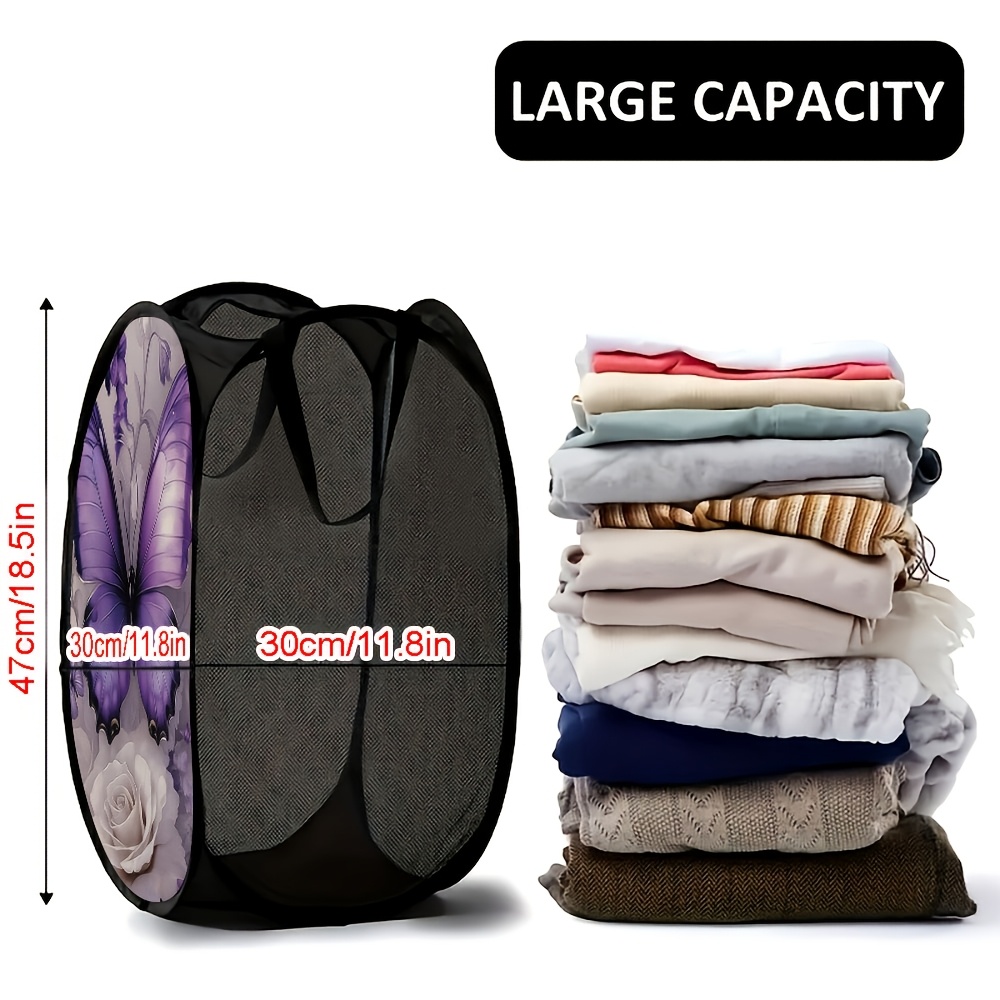 TEMU 1pc Of A Stylish Purple Mesh Pop-up Laundry Basket, Saving Space And Easy To Fold, Ideal For Organizing Your For Home Or Bedroom