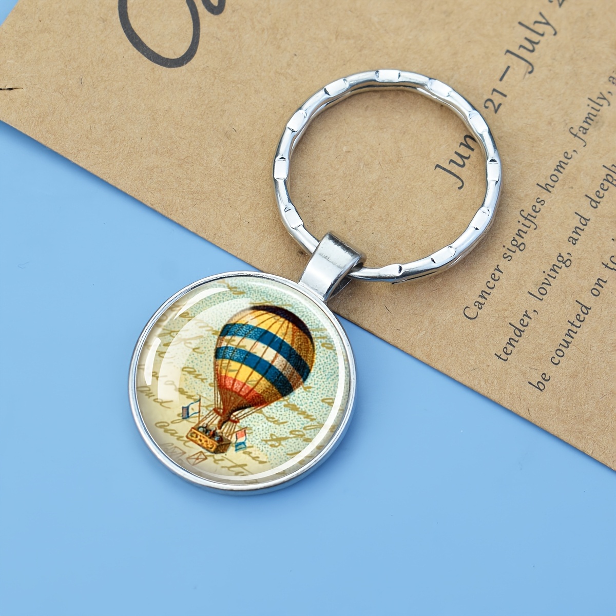 TEMU Porte-clés pendentif ballon montgolfière vintage en de fer, design pour hommes, accessoire de clé de voiture, chaîne décorative en ferroalliage,