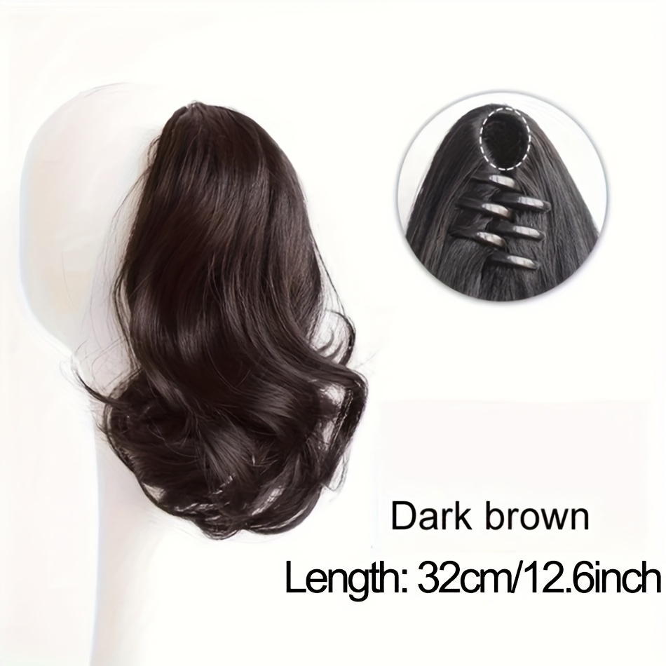 TEMU Elegant 12.6-inch Pear Claw Ponytail Hair Extension 75g Heat-resistant Synthetic Hair, Ladies' Chic Short Style With Tassels Embellishment,