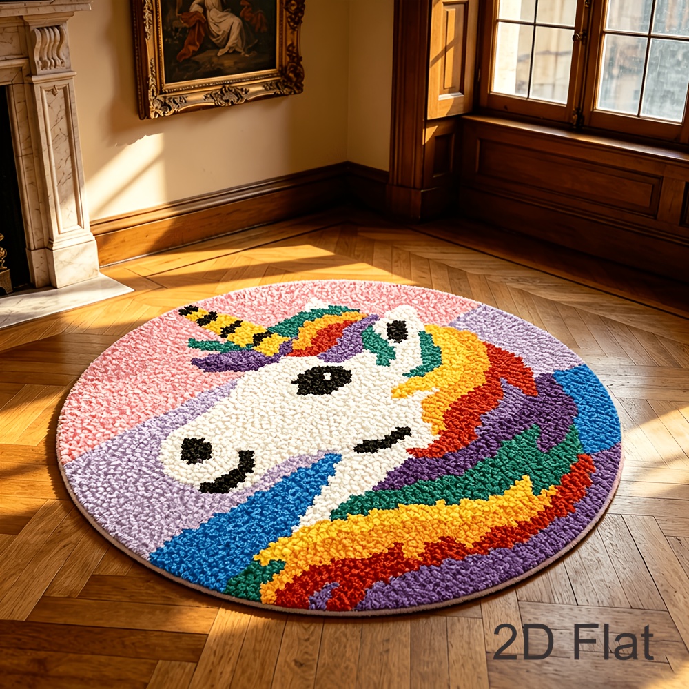 Horse Pattern Crochet Rug Kit, 2D Plane DIY Tutorial