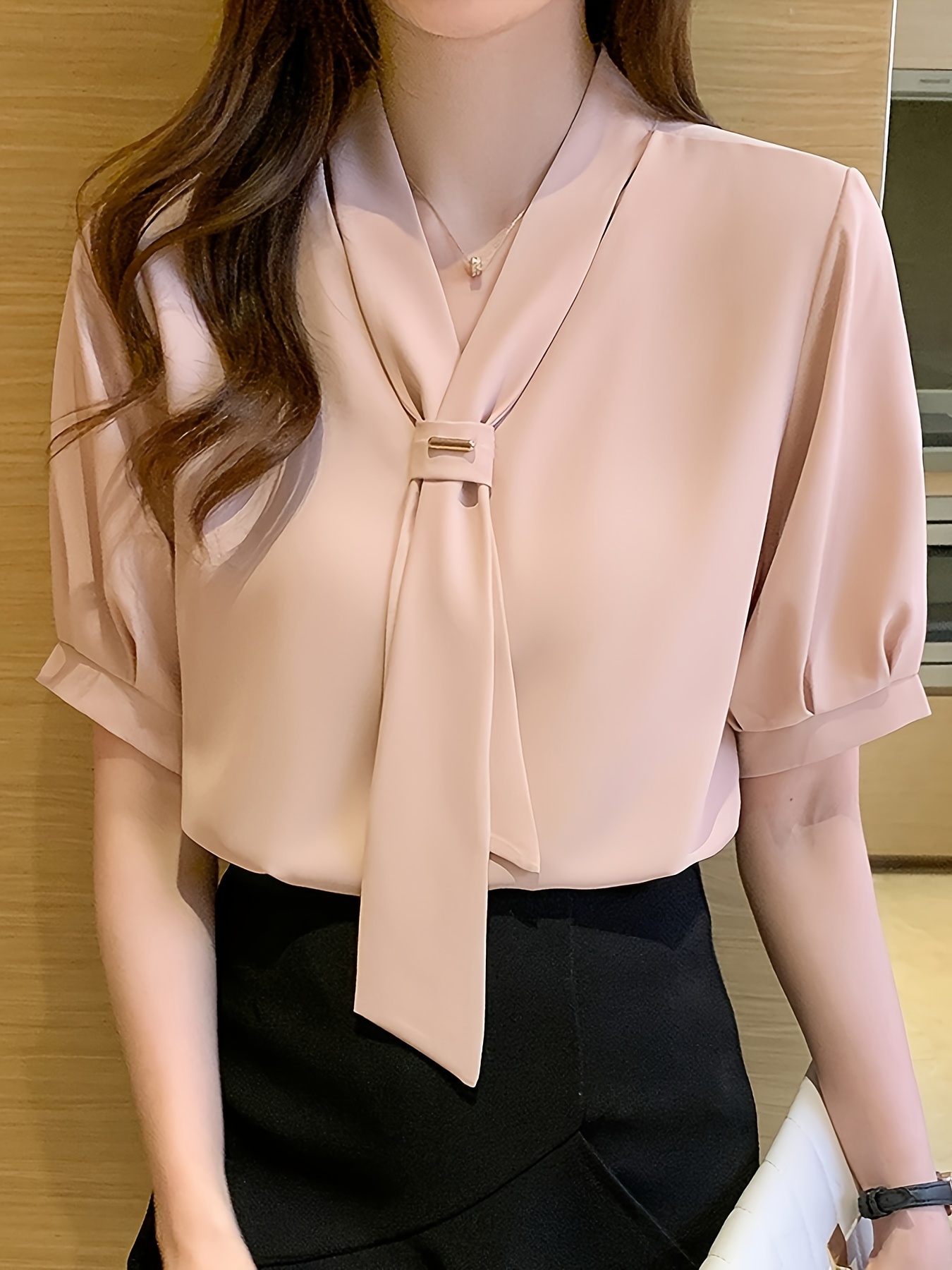 blusa gasa mujer top en cuello manga corta Temu El Salvador