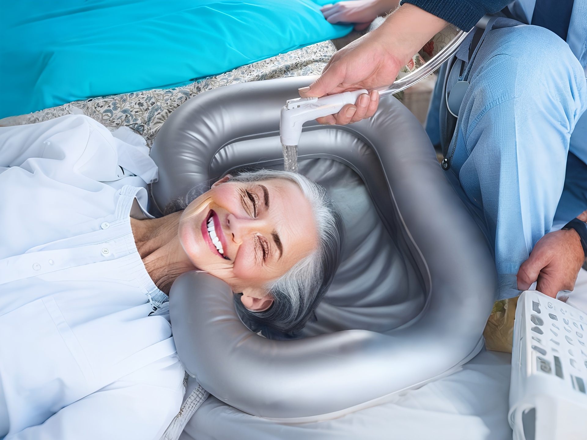 Portable Inflatable Wash Basin, Ergonomic Design for Hair Care, Durable PVC Material, Suitable for The Elderly The Disabled Pregnant The Injured and Bedridden Patients, Inflatable Bath Basin for Multiple Scenarios