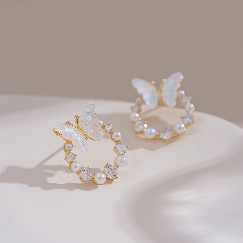 TEMU Un par de aretes de circular japoneses y coreanos, con un de diseño, aretes de punta de color té de