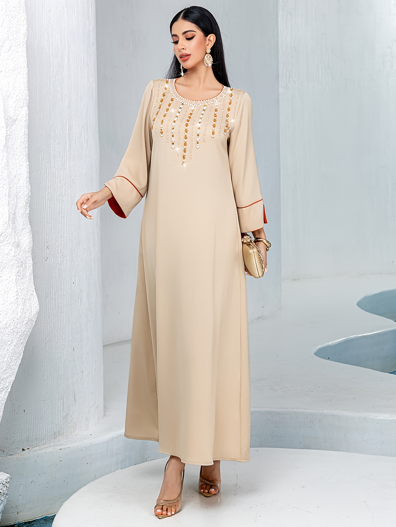 green emerald velvet dress Sexy Delicate Beading Beige Prom Dress Long Formal Dress with Slit