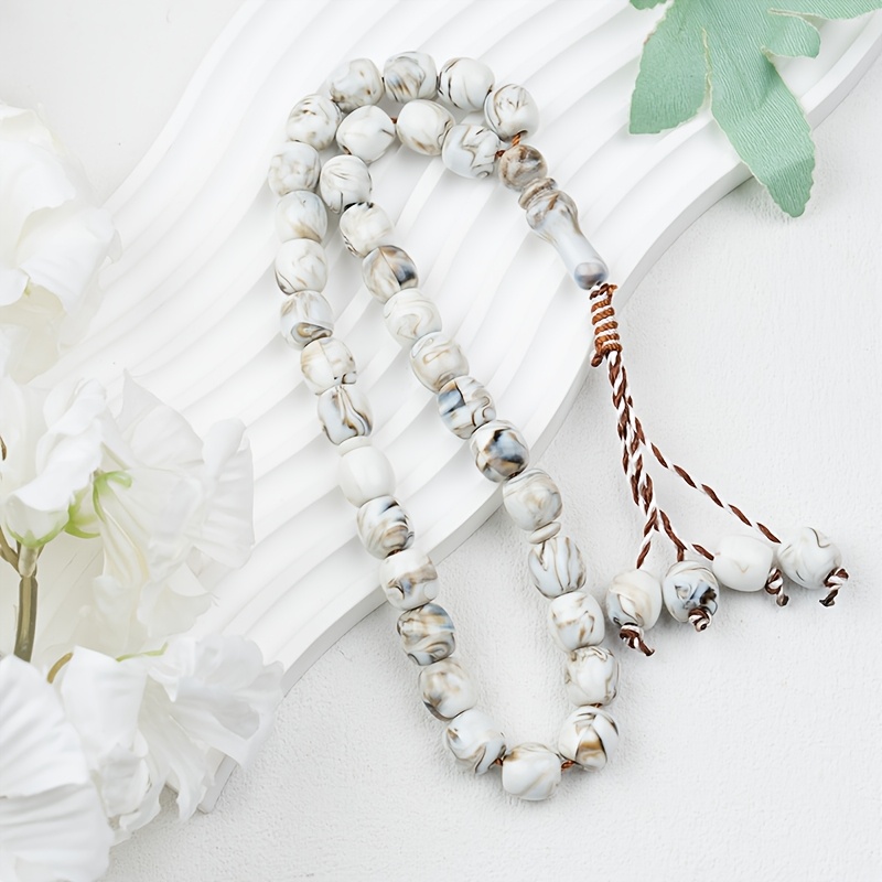 33pcs Beads 12mm Oval Acrylic Tasbih Beads With 4pcs Decorative Tassels, , Religious Jewelry, Holiday Gift