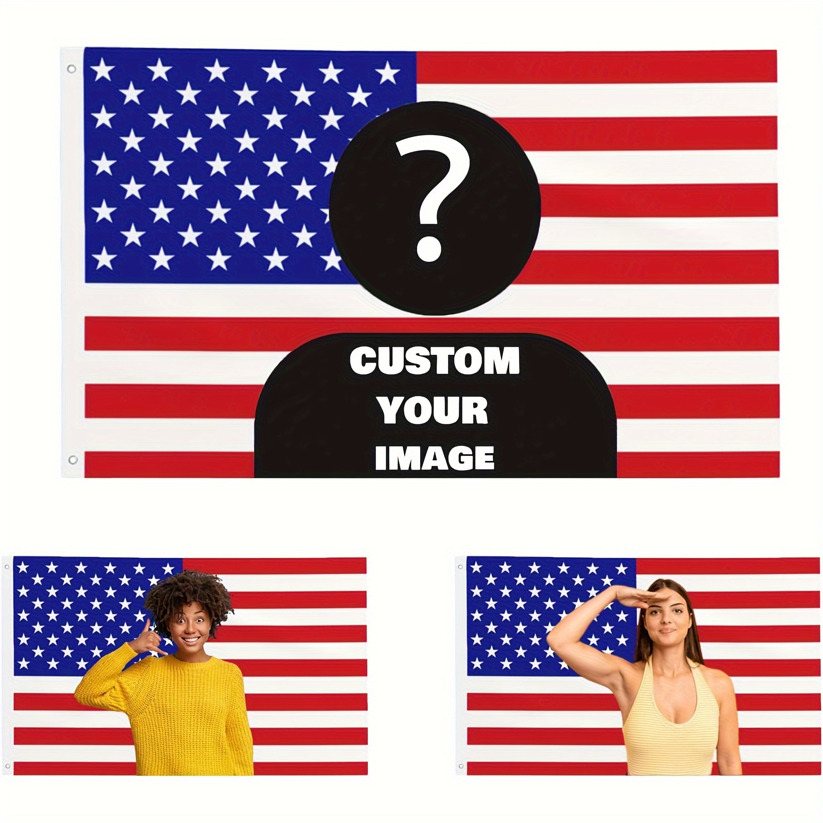 

1pc Customizable American Flag - Your Own Image For A , Polyester, Ideal For Garden & Outdoor Use, No Power Needed