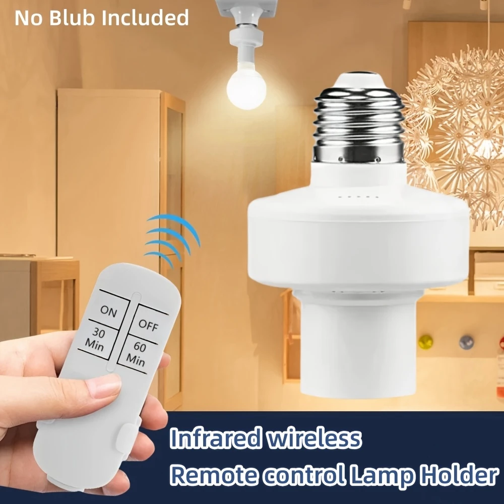 1 switch wireless remote control lamp e27 bulb lamp holder timer with remote control for home ceiling light lighting details 0