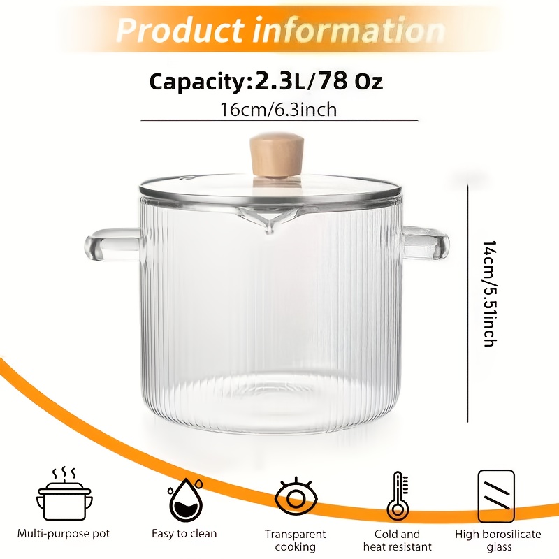 E-shop LDQ 2-teilig (Topf & Deckel) Borosilikatglas-Kochgeschirr mit Deckel - hitzebeständig für , Öfen, Kochplatten - ideal für Suppen, Milch, Reis,
